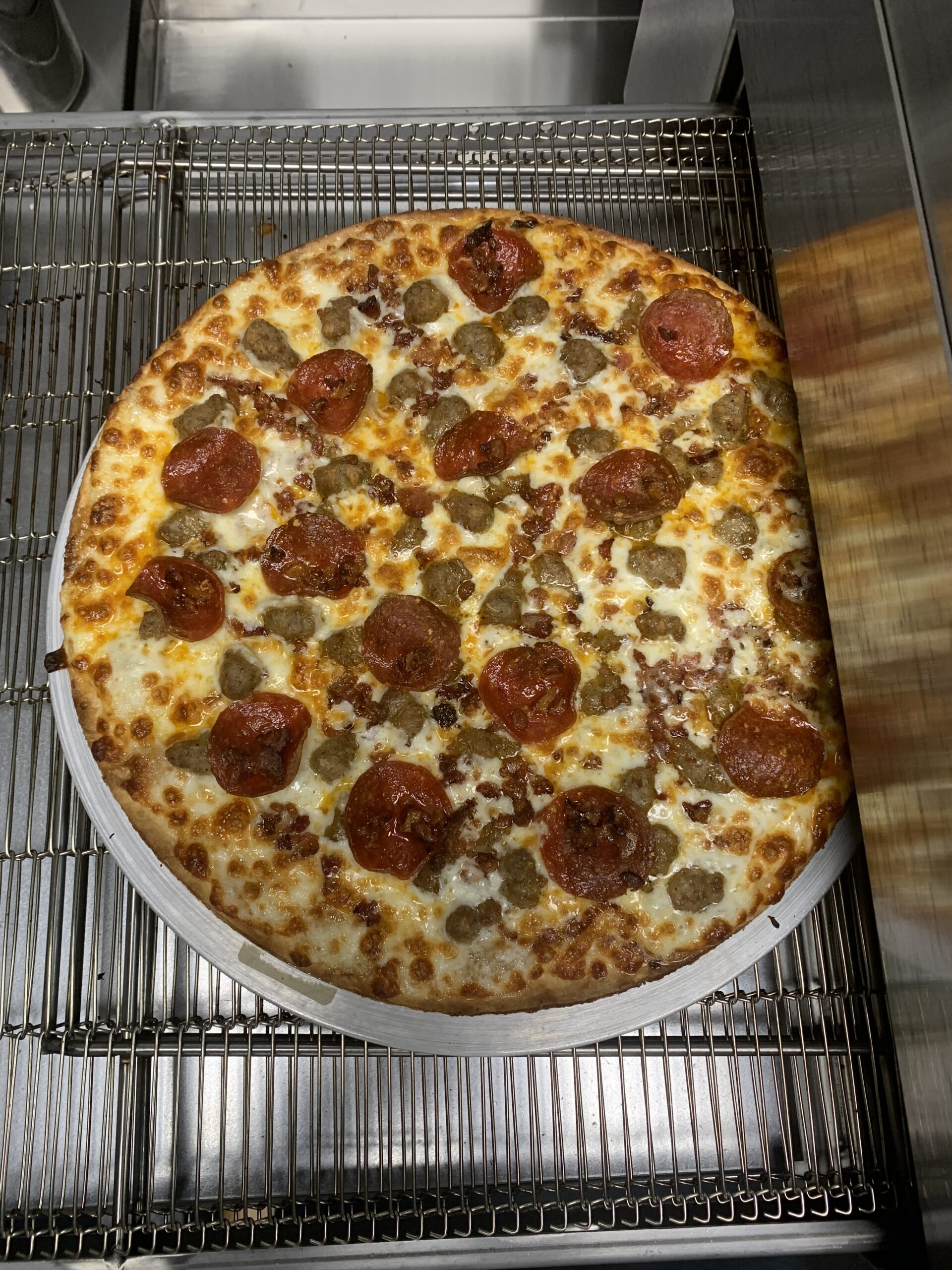 Sausage & Pepperoni Coming Out of Oven CLW 8-12-24